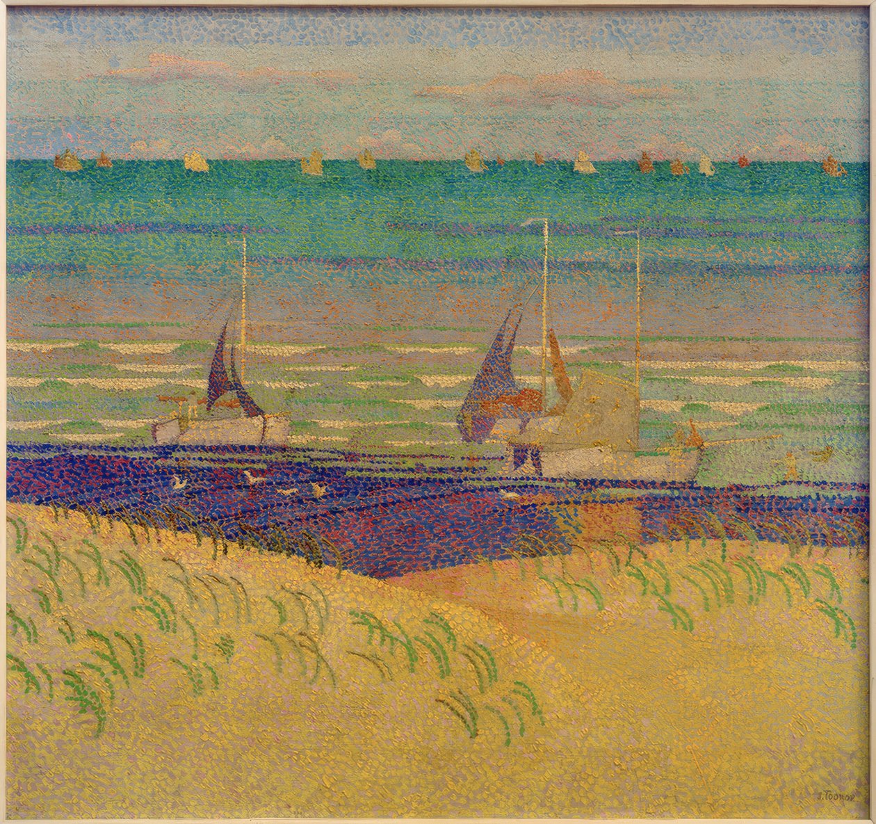 Klitlandskab med sejlbåde af Jan Toorop