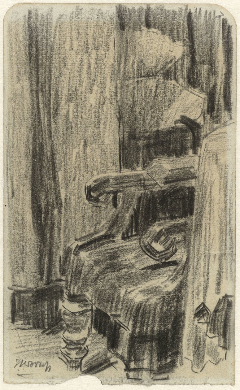Lænestol delvist dækket af gardin af Jan Toorop