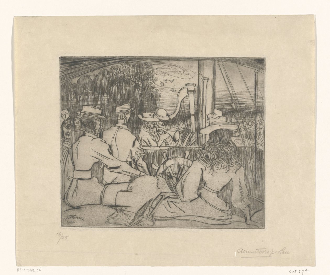 Musikere spiller på dækket af et skib Musikere om bord (original titel) af Jan Toorop