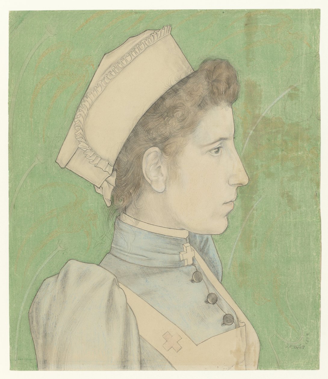 Portræt af sygeplejerske Nelly Portret af Nelly Goudkade af Jan Toorop
