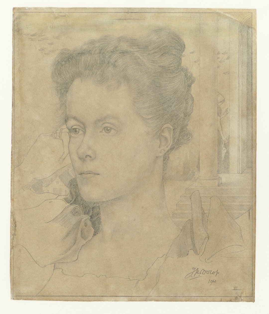 Portræt af Jan Toorops kone Annie Hall eller hendes søster Janet Hall af Jan Toorop