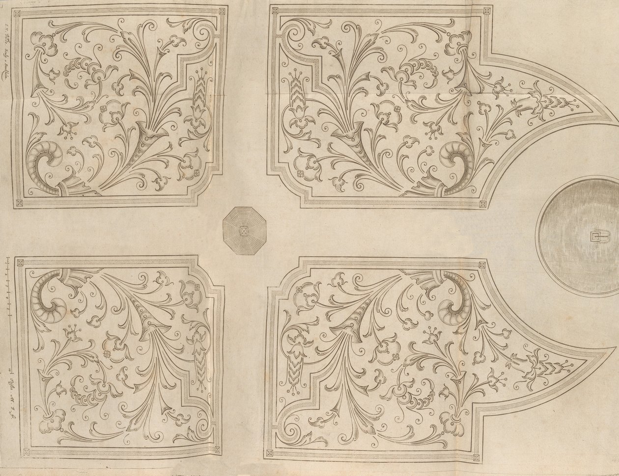 Design til et springvand og fire firkantede parterre til en lysthave, 1651 af Jan Van de Velde