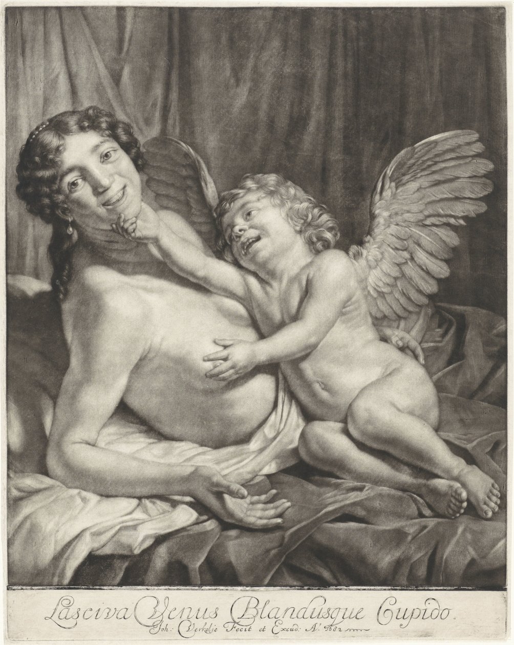 Venus og Amor Lustful Venus og Gentle Cupid (titel på objekt) af Jan Verkolje (I)