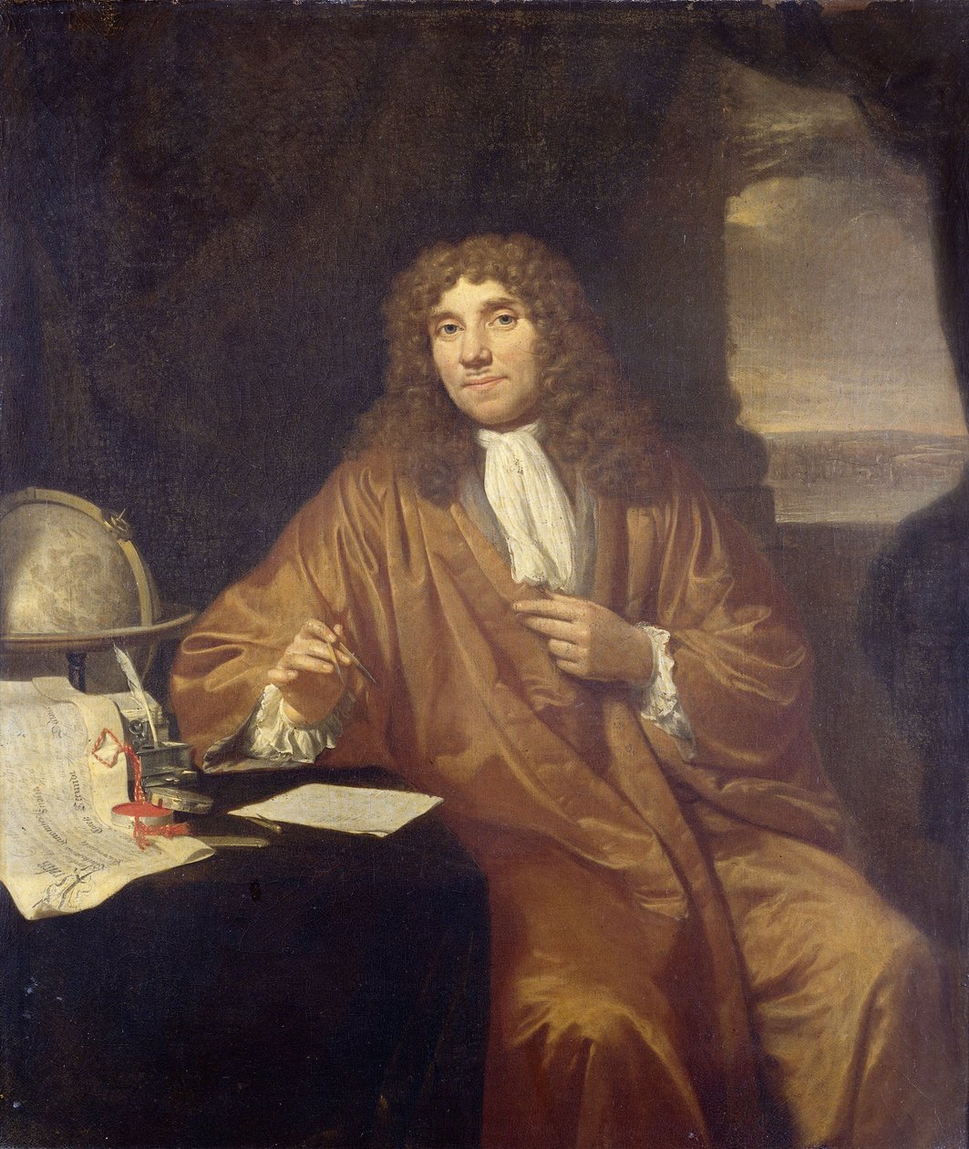 Portræt af Anthony van Leeuwenhoek af Jan Verkolje