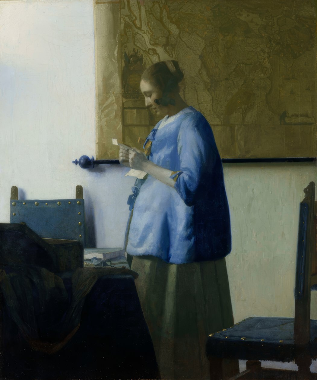 Brevlæser i blå af Jan Vermeer van Delft