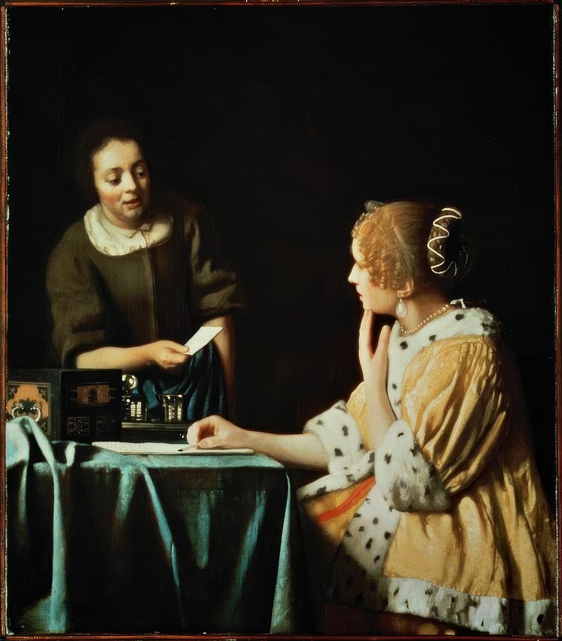 Dame med tjenestepige og brev af Jan Vermeer van Delft