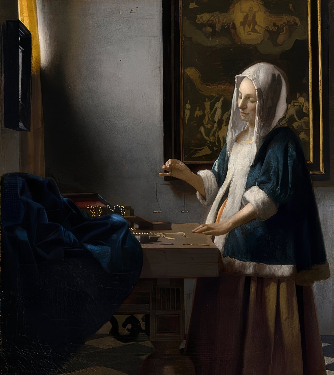 Kvinde med vægte. Omkring 1664 af Jan Vermeer van Delft