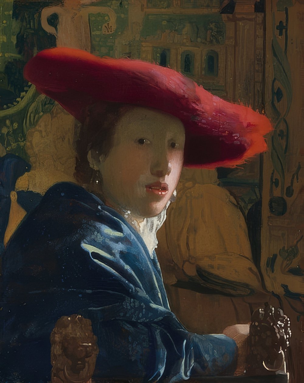 Pige med rød hat. Omkring 1665/66 af Jan Vermeer van Delft
