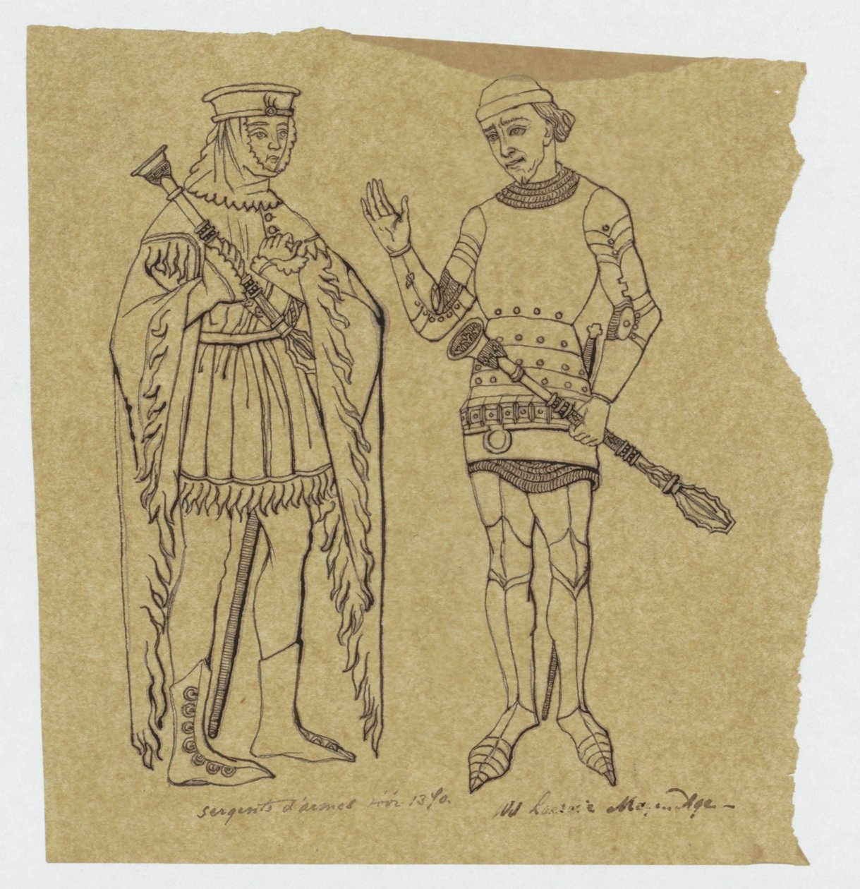 Zwei mittelalterliche Soldaten vor 1370 af Jan Veth