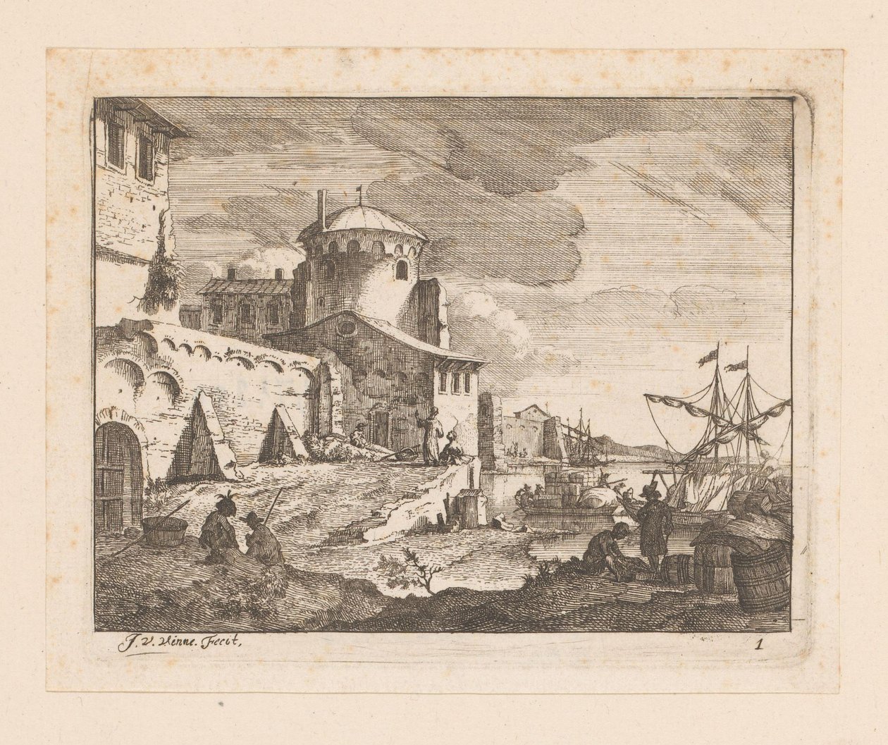 italiensk havn af Jan Vincentsz. van der Vinne