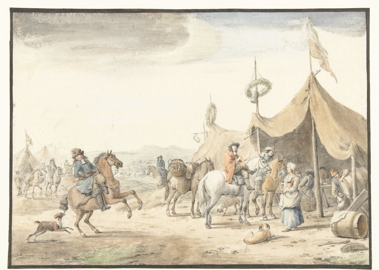 Hærens lejr med ryttere af Jan Vincentsz. van der Vinne
