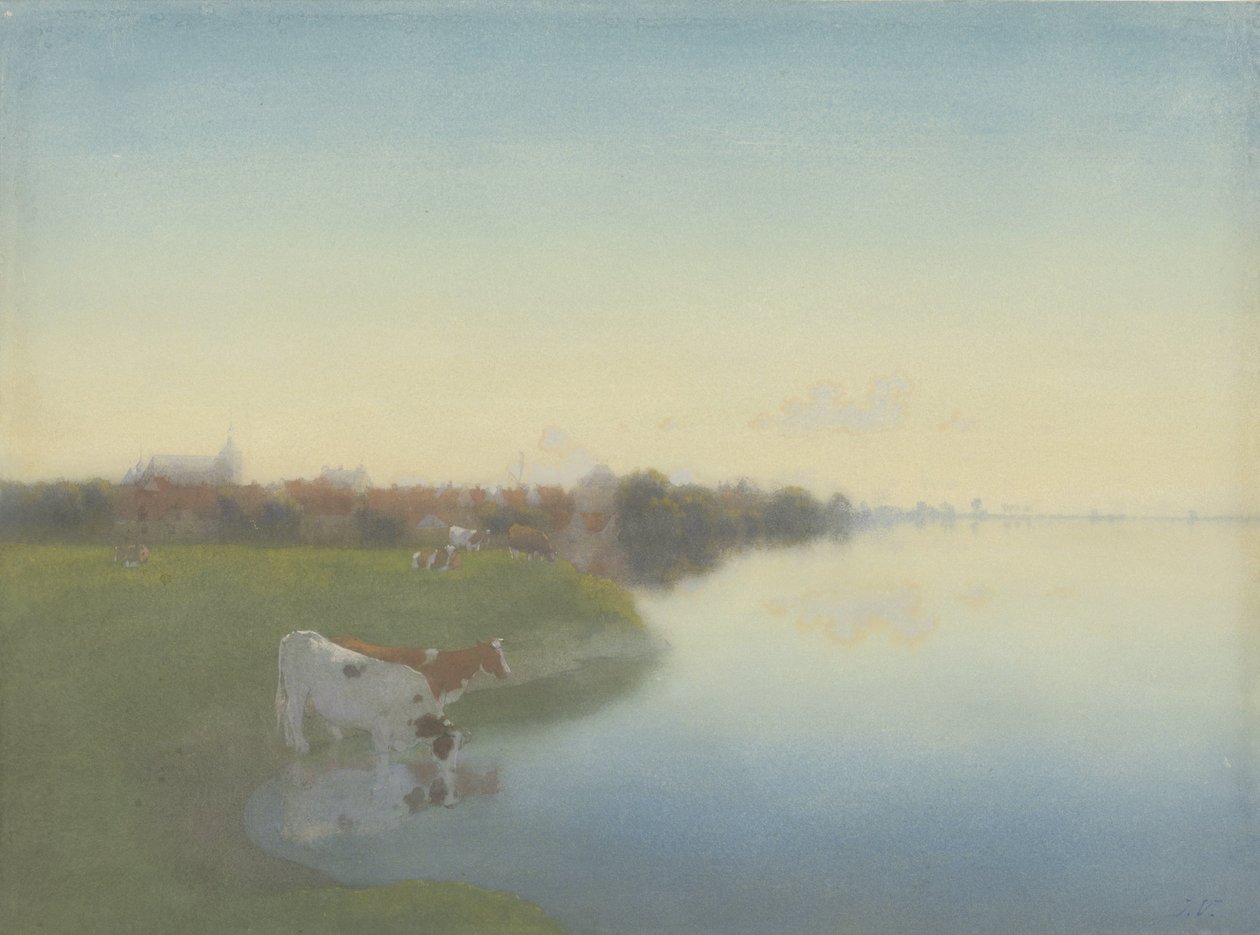 Bank of the IJssel nær Hattem af Jan  Voerman