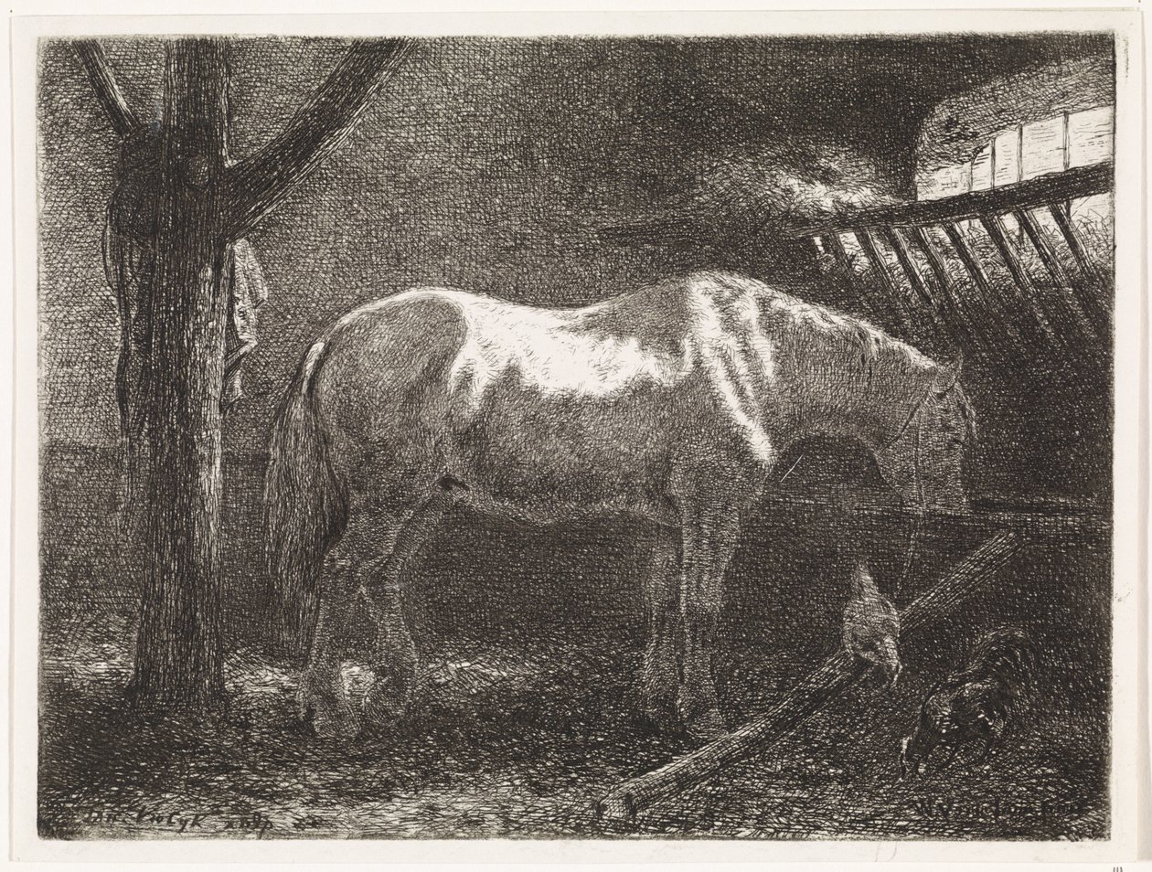 Hest i stald af Johannes Martinus Vrolijk