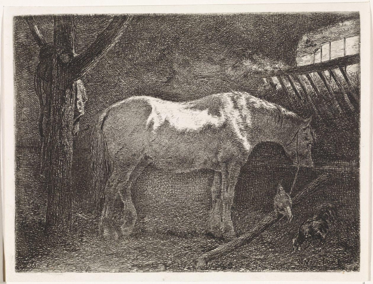 Hest i stald af Johannes Martinus Vrolijk