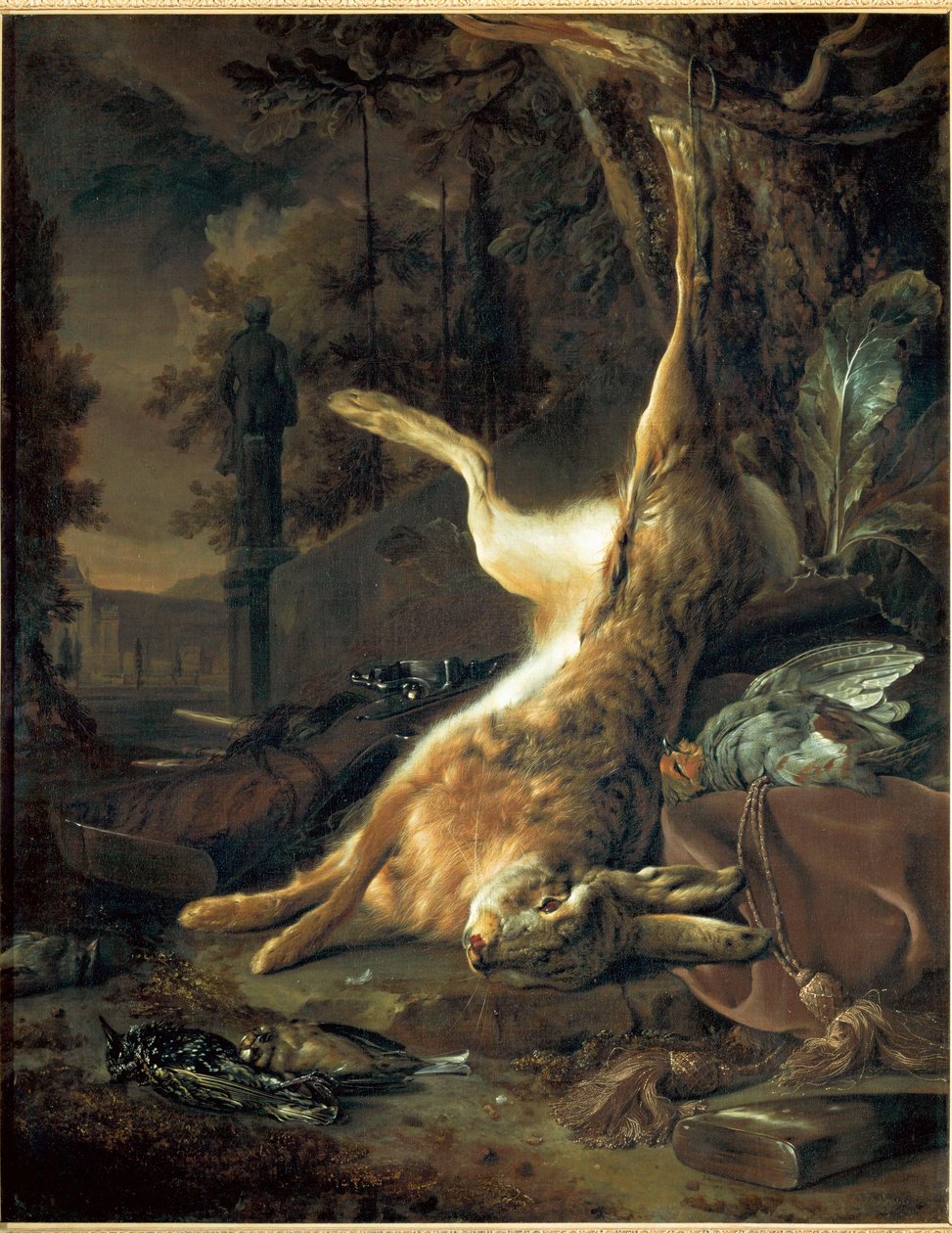 Stilleben med død hare af Jan Weenix