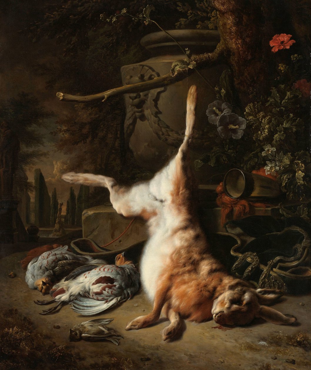 Stilleben med en hare og andet spil Stilleben med hare og andre jagttrofæer af Jan Baptist Weenix