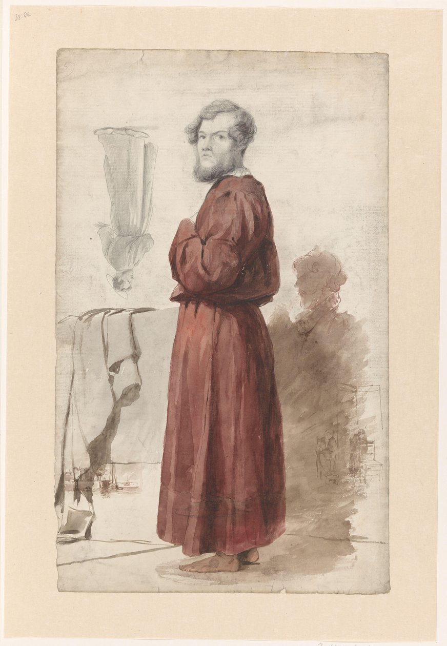 Figurstudier med en stående mand i rød morgenkåbe af Jan Weissenbruch