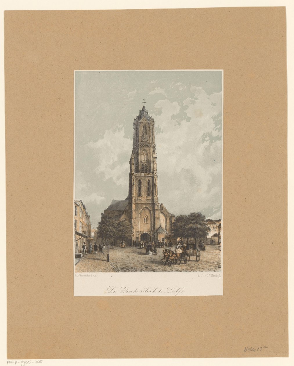 Udsigt over den nye kirke i Delft Den store kirke i Delft (titel på objekt) af Jan Weissenbruch