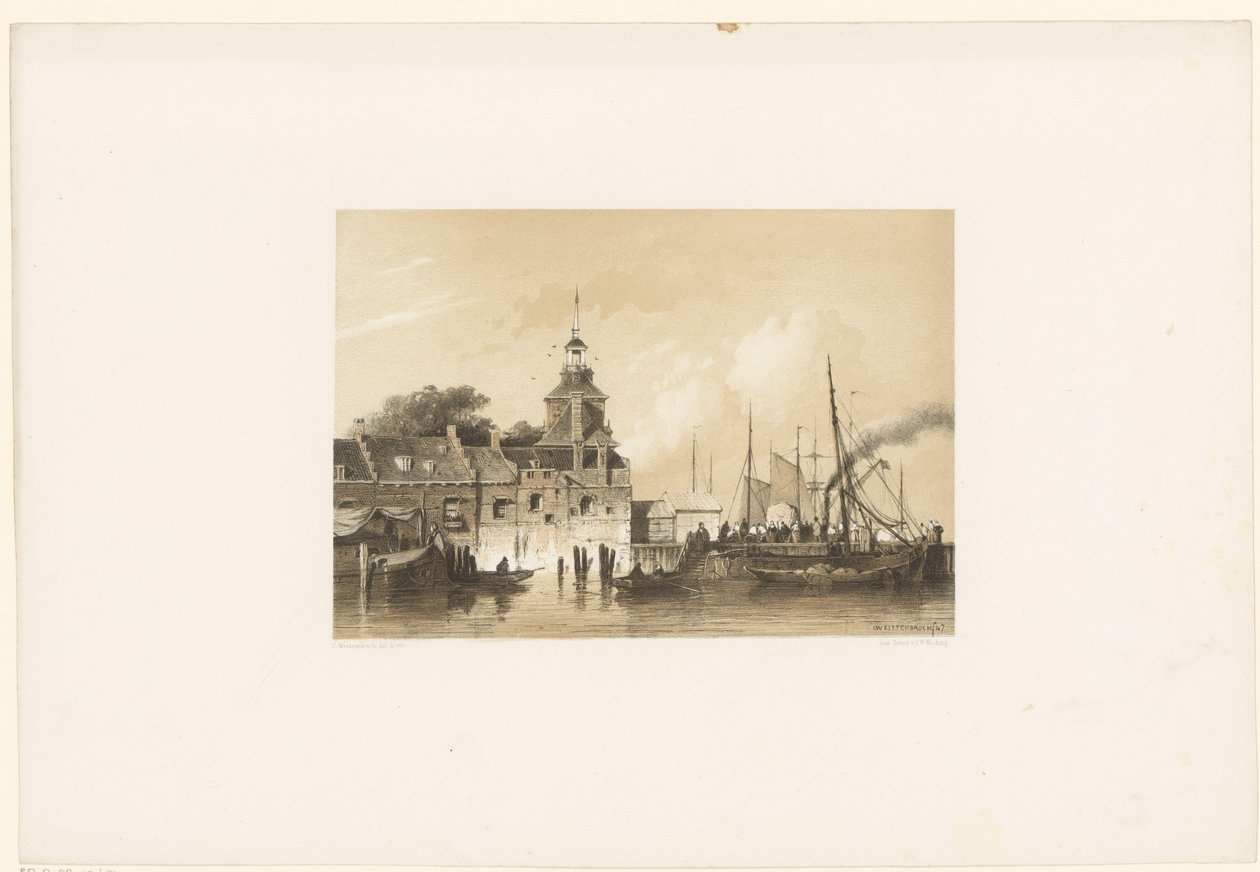 Udsigt over den gamle hovedport i Rotterdam af Jan Weissenbruch