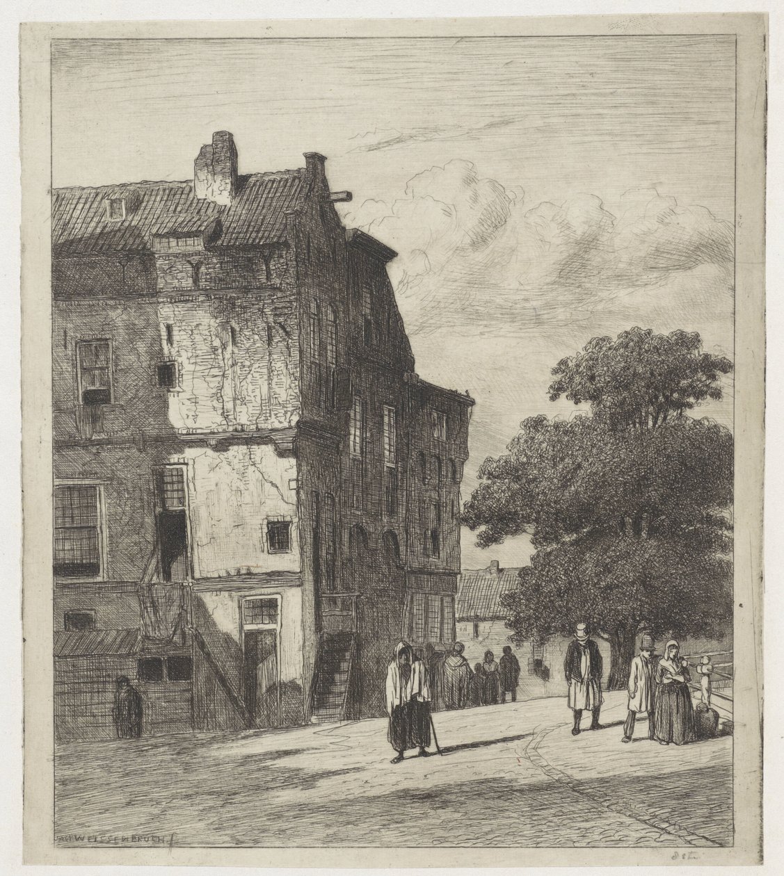 Udsigt over en gade i Amsterdam af Jan Weissenbruch