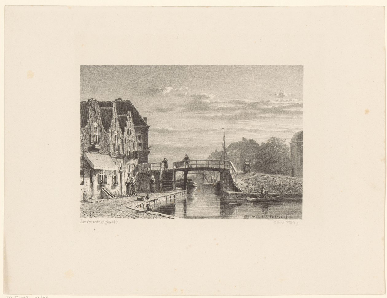 Bybillede med kanal af Jan Weissenbruch