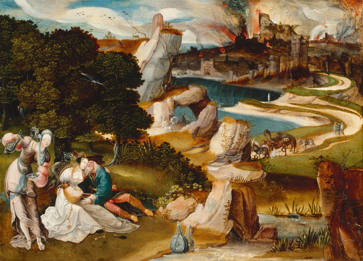 Lot og hans døtre, 1523 (olie på egetræspanel) af Jan Wellens de Cock