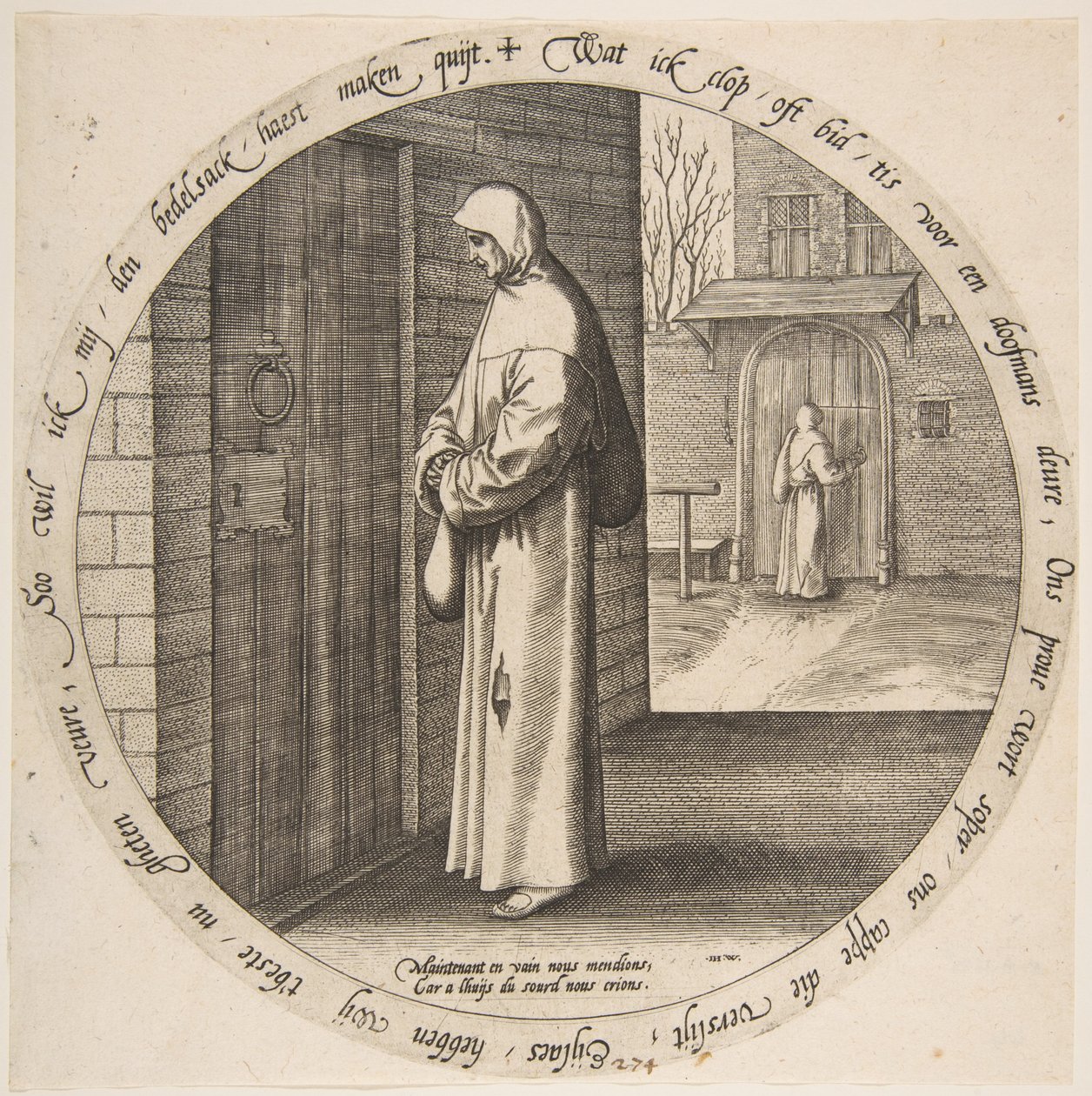 Man tigger forgæves ved de døves dør, fra tolv flamske ordsprog, ca. 1568. af Jan Wierix