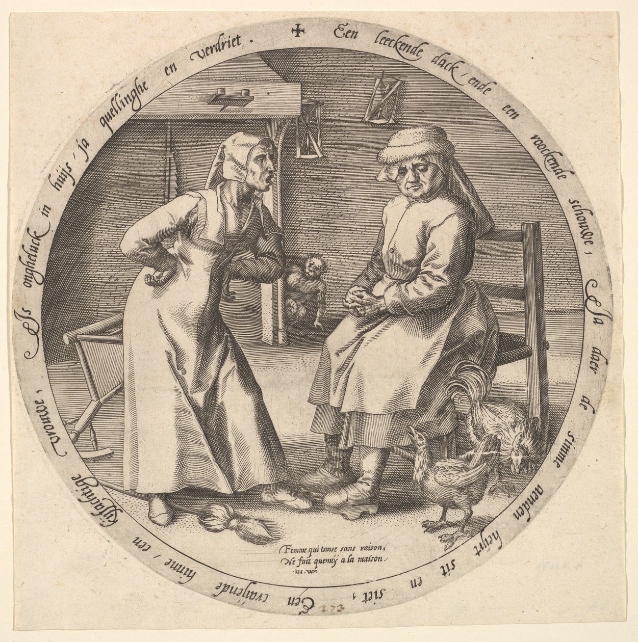 Den skældende kvinde og den kaglende høne, ca. 1568. af Jan Wierix
