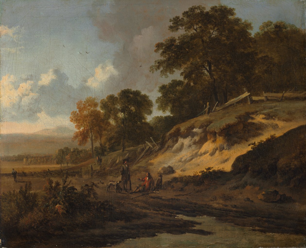 Landskab med jægere, ca. 1660-1680. af Jan Wijnants