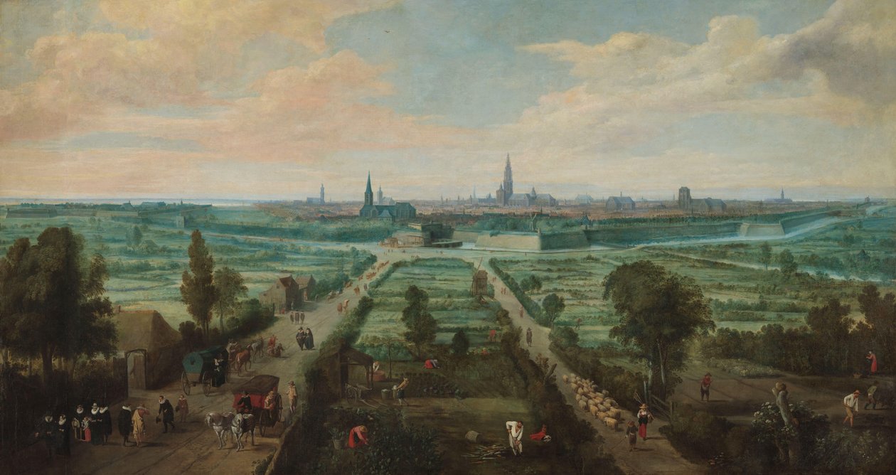Panoramaudsigt over Antwerpen fra øst af Jan Wildens