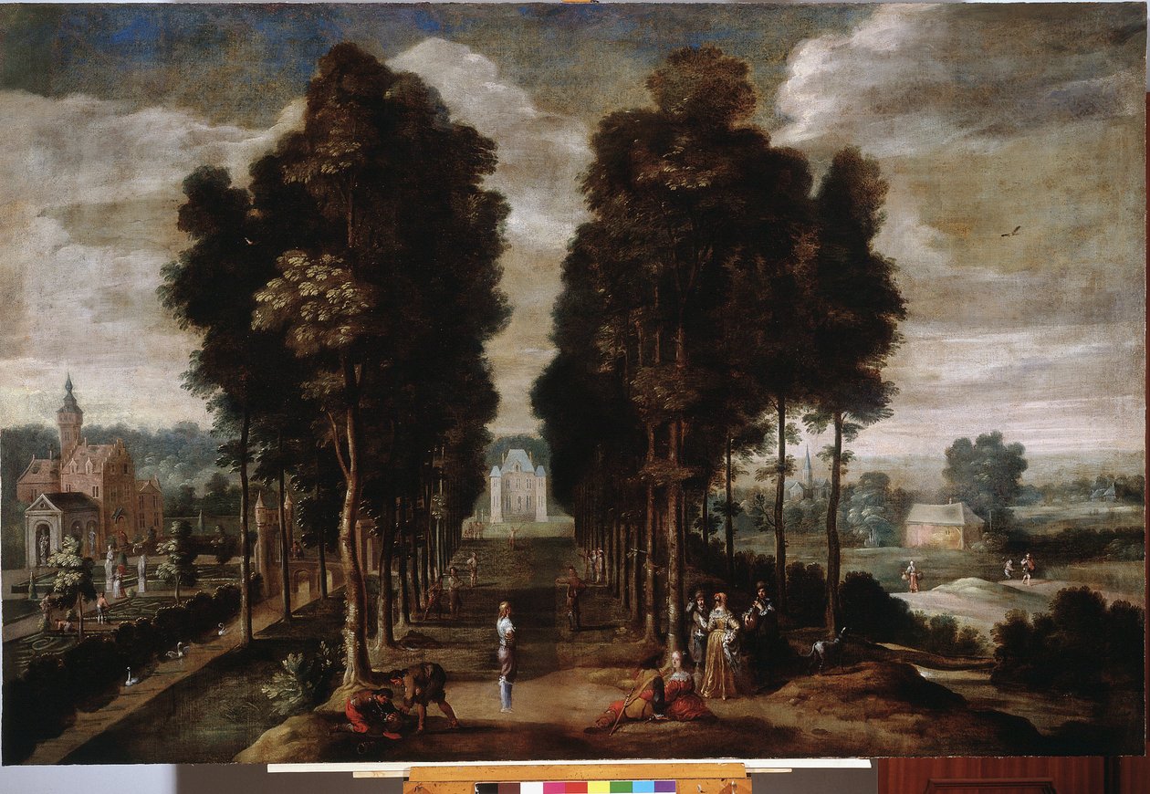 Slottsparken Maleri af Jan Wildens (1586-1653) Genes fra det 17. århundrede, Musei di Strada Nuova (ex Palazzo Bianco) af Jan Wildens
