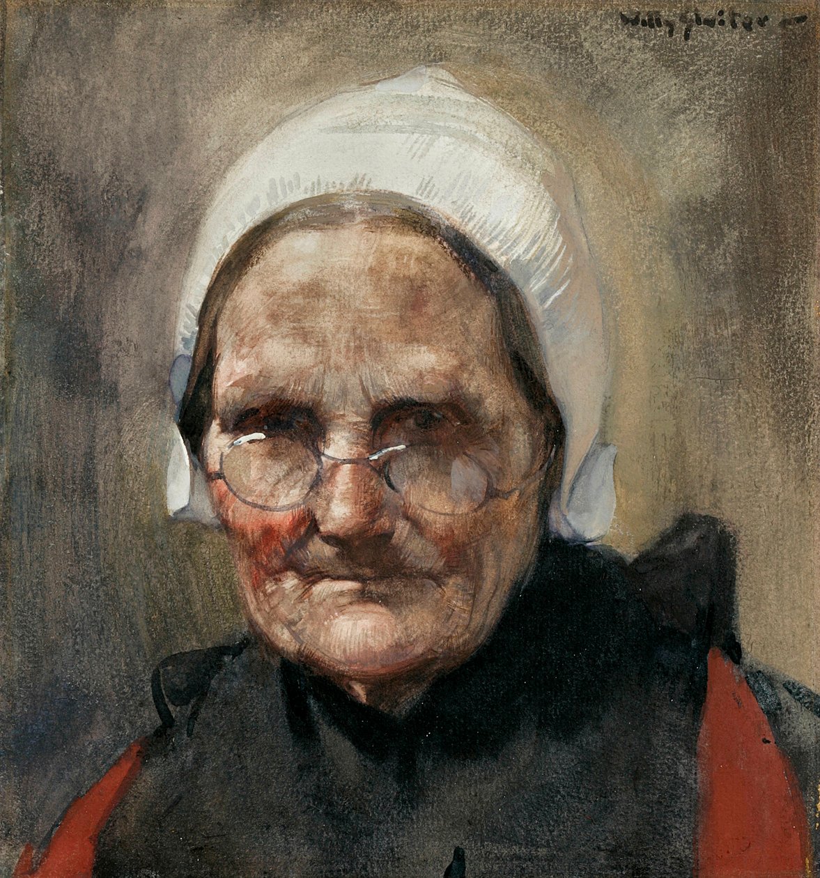 Katwijkse Visvrouw, eller Fishwife of Katwijk (akvarel, gouache og blyant på papir) af Jan Willem Sluiter