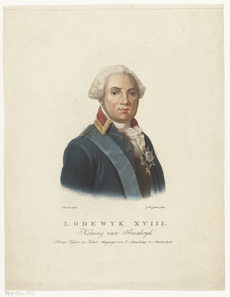 Portræt af Louis XVIII, konge af Frankrig af Jan Willem Caspari
