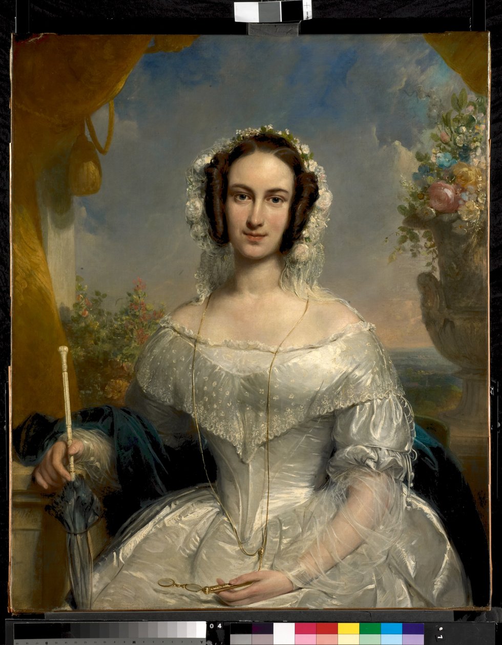 Brudeportræt af Agatha Petronella Hartsen (1814-1878), kone til Jan van der Hoop (1811-1897) af Jan Willem Pieneman