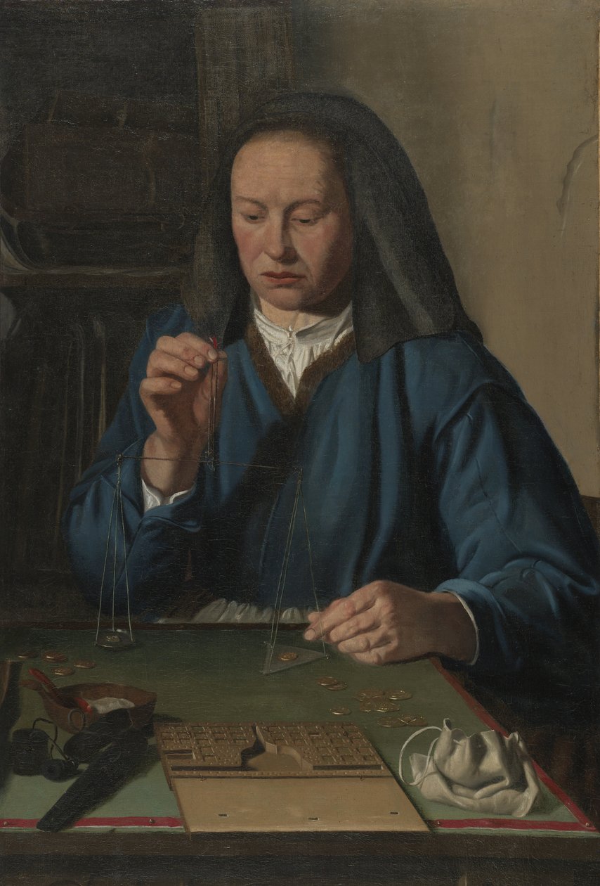 Kvinde vejer guld, c.1630 af Jan Woutersz.