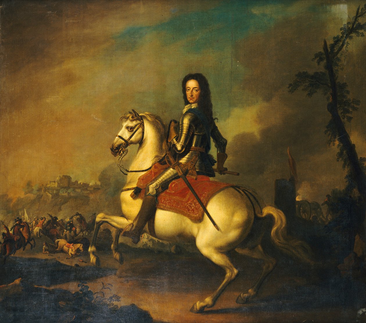 Portræt af kong William III i slaget ved Boyne i 1690 af Jan Wyck