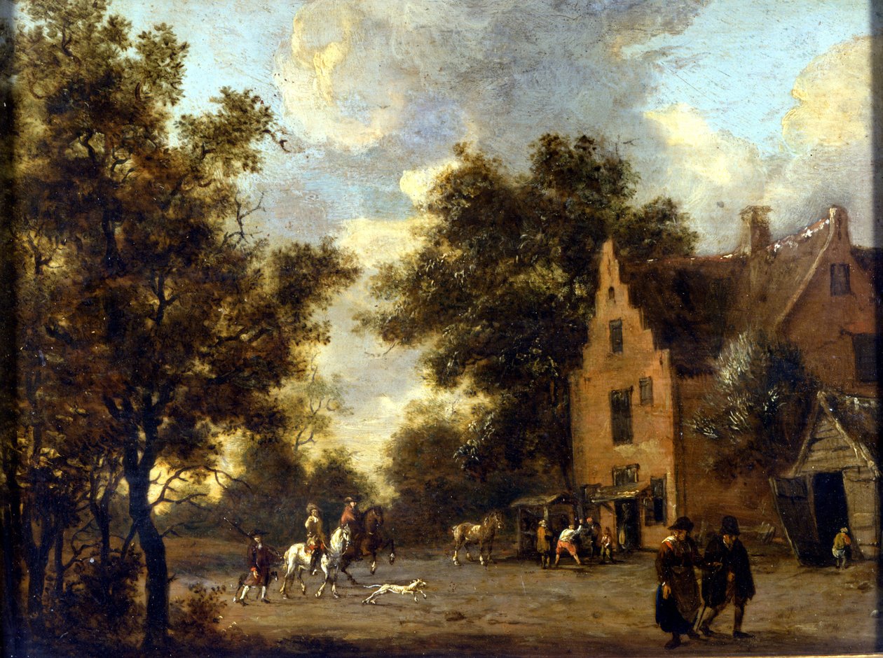 Landskab og værksted af Marshal Ferrand. Maleri af Jan Wynants (1630 - 1684). Milano, Museo del Castello af Jan Wiynants