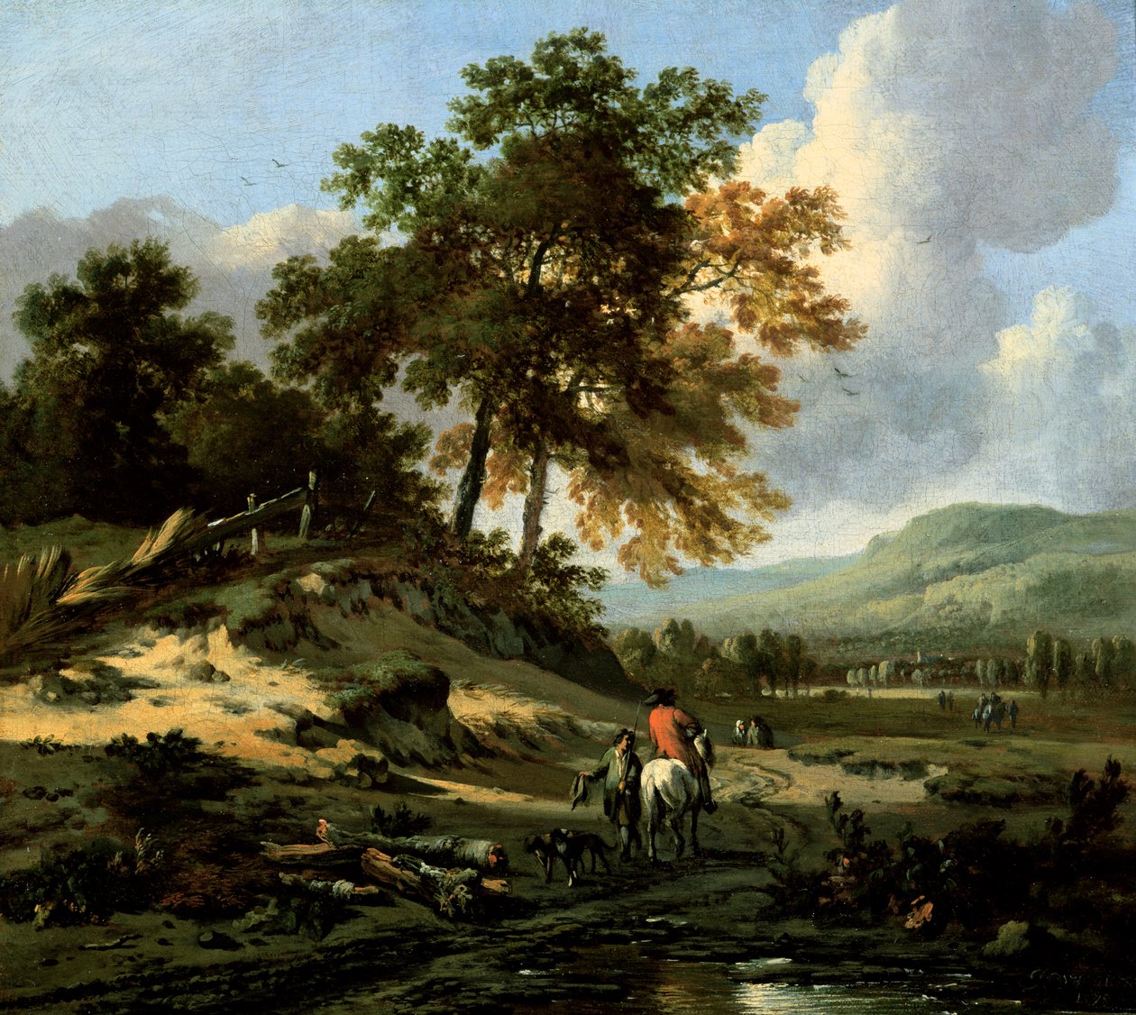 Landskab med figurer, 1679 af Jan Wiynants