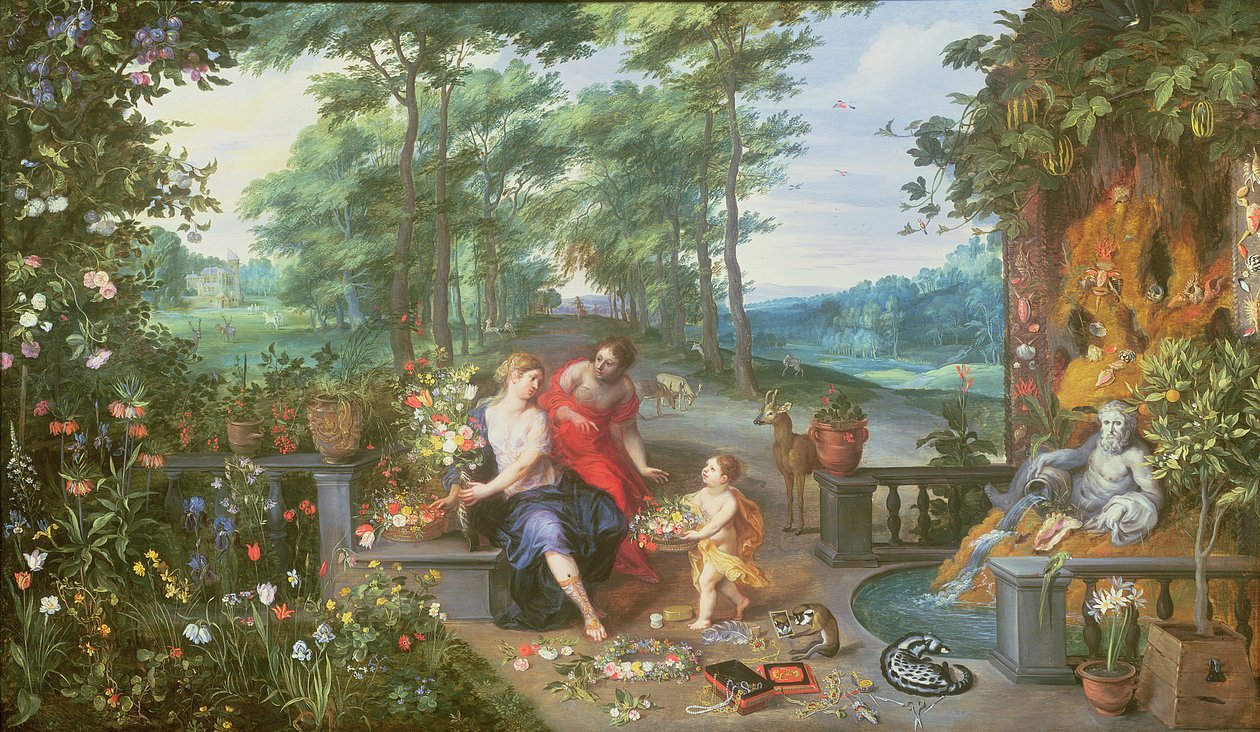 Flora og nymfer i en have af Jan and Balen, Hendrik van Brueghel