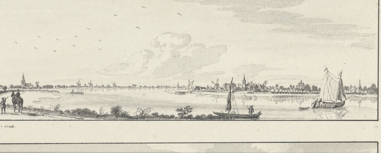 Udsigt over Lek på landsbyerne Lopik, Jaarsveld, Tienhoven, Ameide og Herlaer House af Jan de Beijer