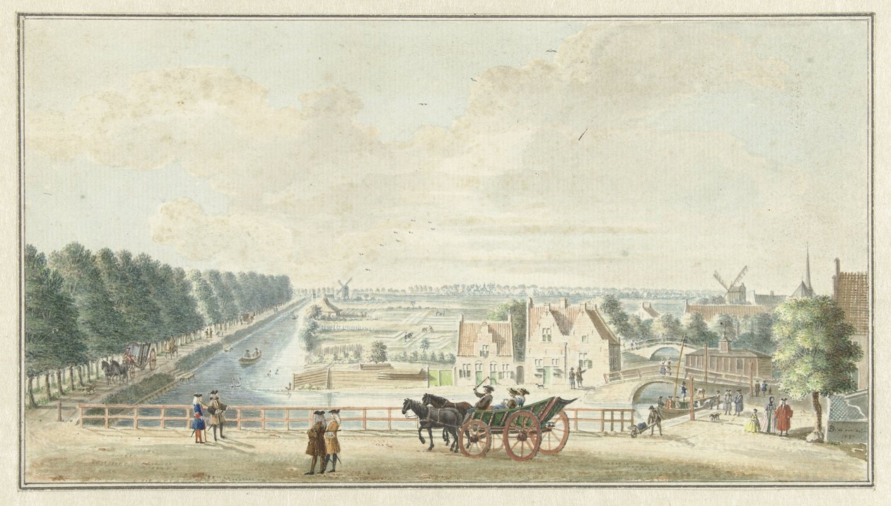 Udsigt over Wal ved Catharijnepoort i Utrecht af Jan de Beijer