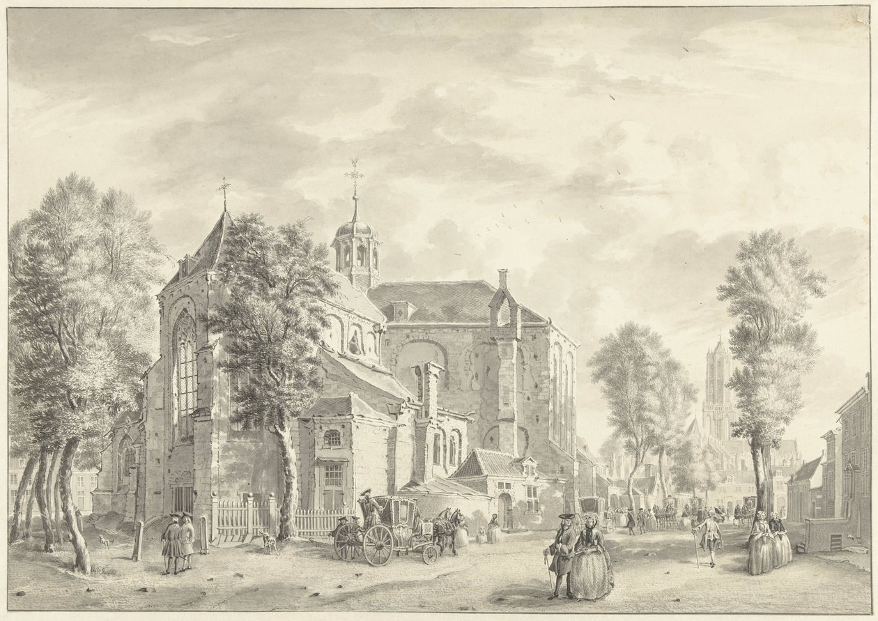 Pieterskerk i Utrecht med Domkirken i baggrunden af Jan de Beijer