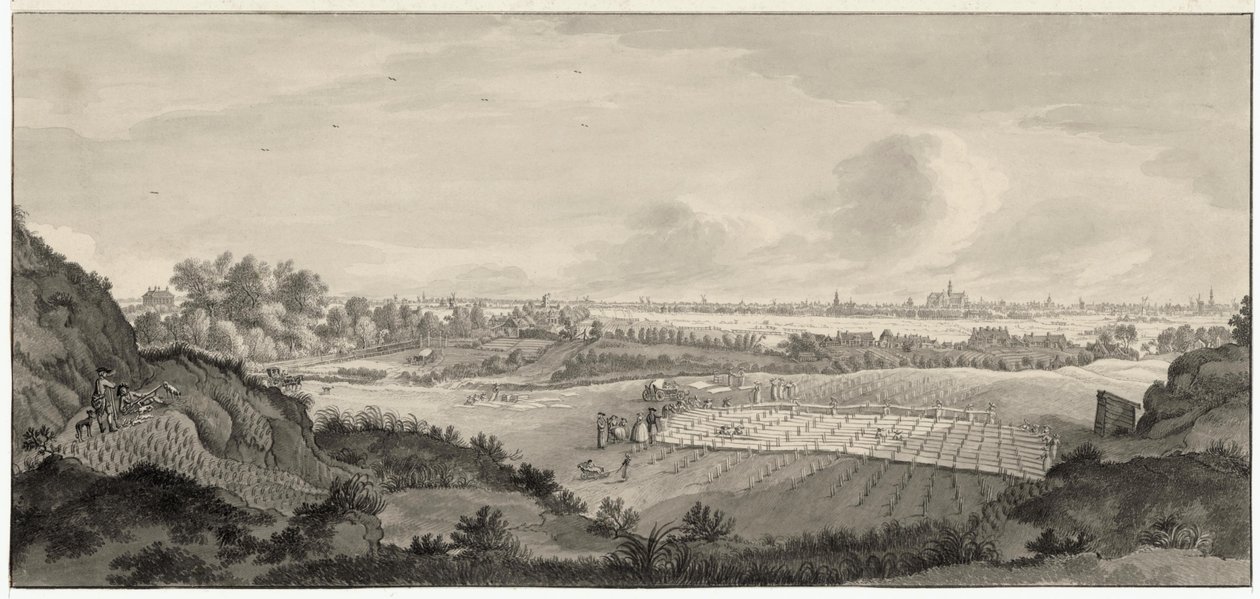 Udsigt over Bloemendaal Bleaching Fields med Haarlem i det fjerne af Jan de Beijer