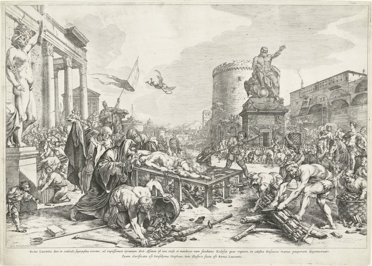 Martelaarschap van heilige Lawrence Salige Lawrence mens (...) er Rom Lawrence (titel på objekt) af Jan de Bisschop