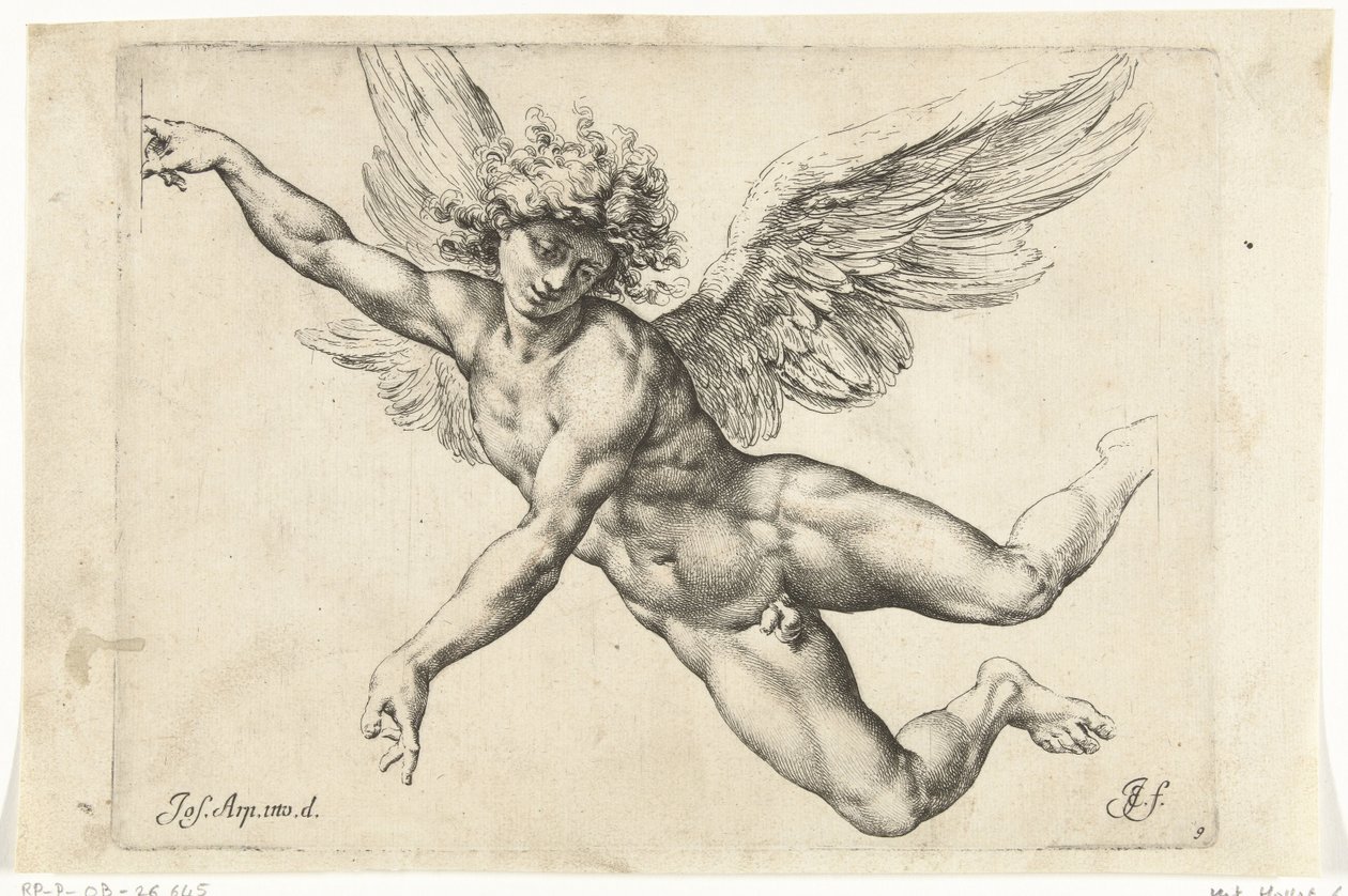 Studie for en nøgen flyvende engel Paradigms graphics variorum artificum (serietitel) af Jan de Bisschop