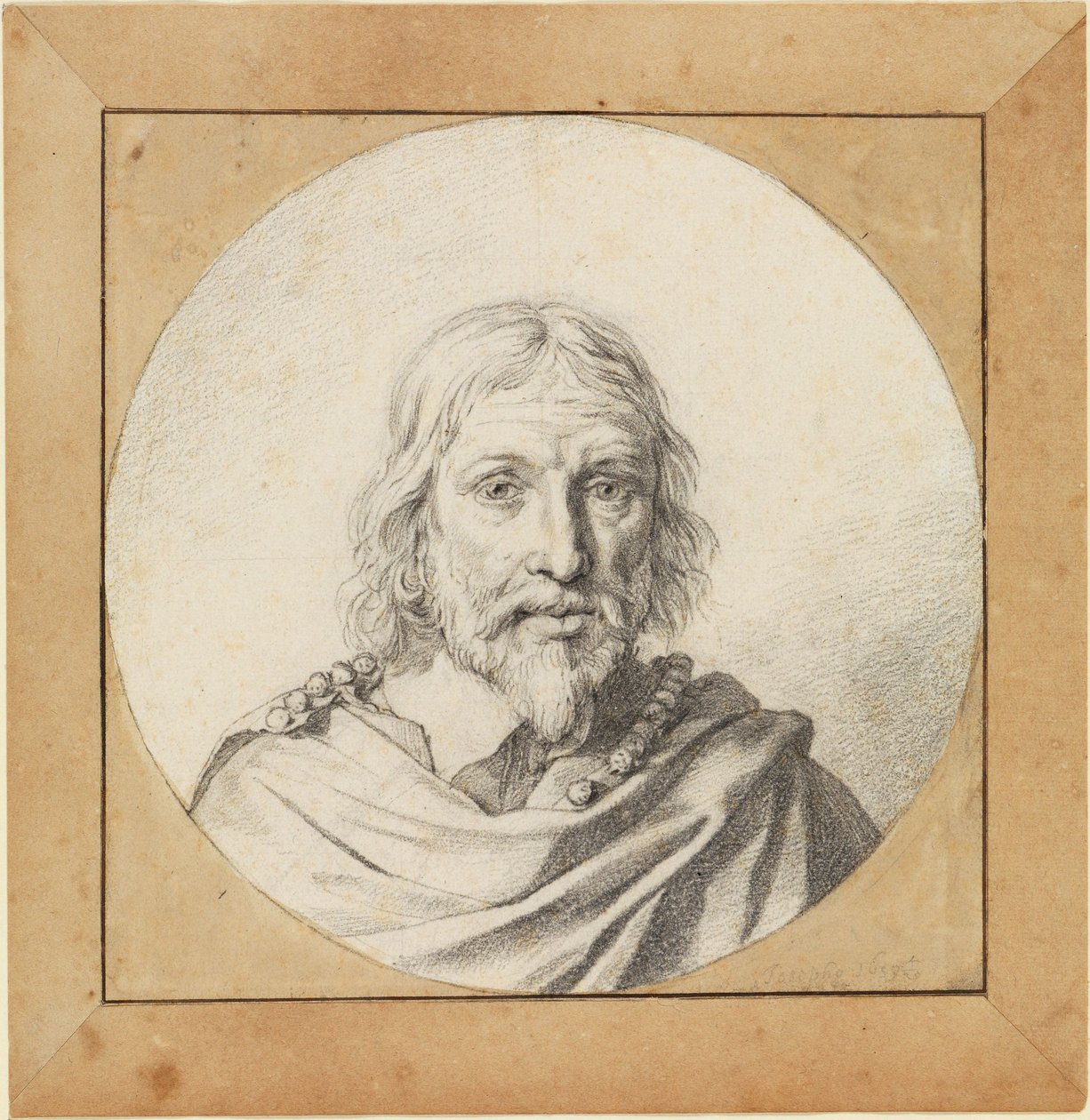 Brystbillede af en gammel mand forfra (i rundel) af Jan de Bray