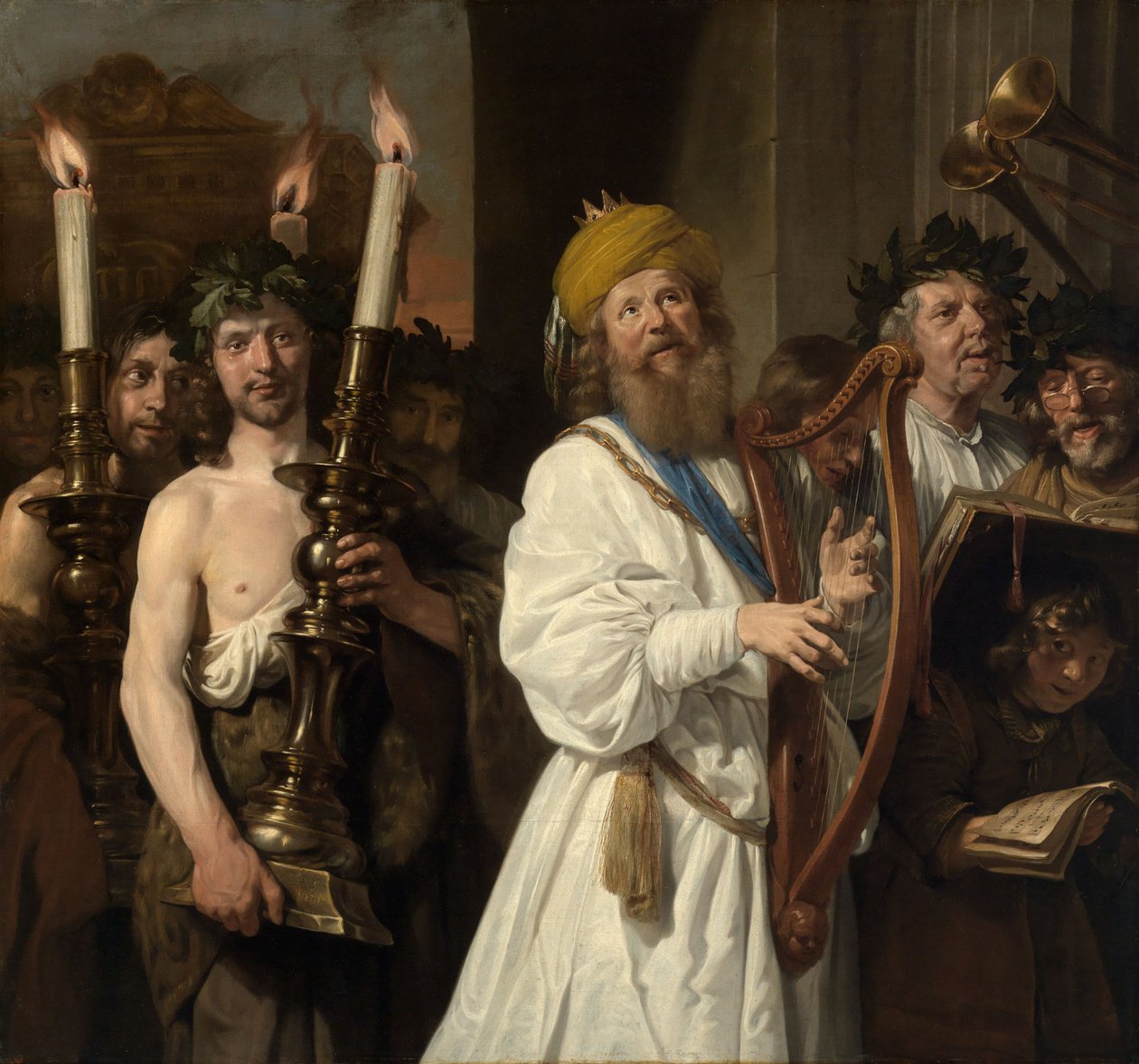 Kong David fører pagtens ark til Jerusalem af Jan de Bray