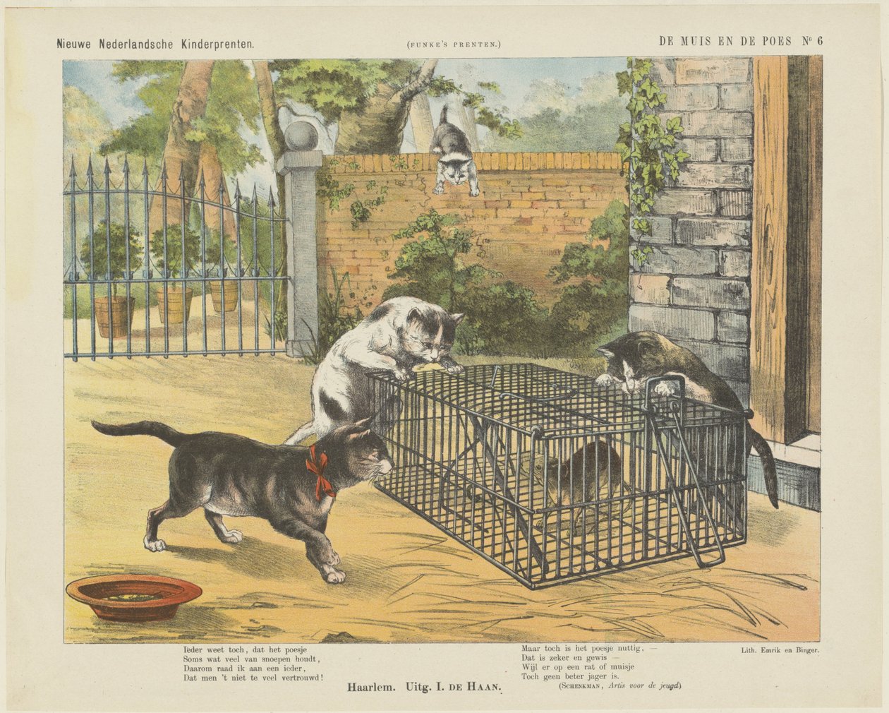 Musen og katten (titel på objekt) Nye hollandske børnetryk (serietitel på objekt) Funkes print (serietitel på objekt) af Jan de Haan