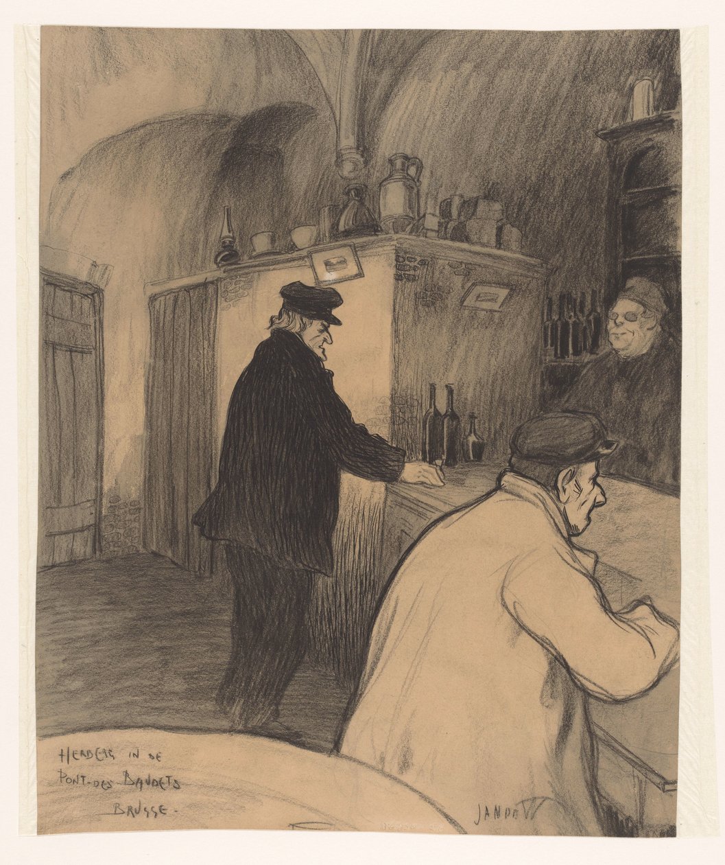 Kro i Pont-des-Bandets, Brugge (titel på objekt) af Jan de Waardt (signed by artist)