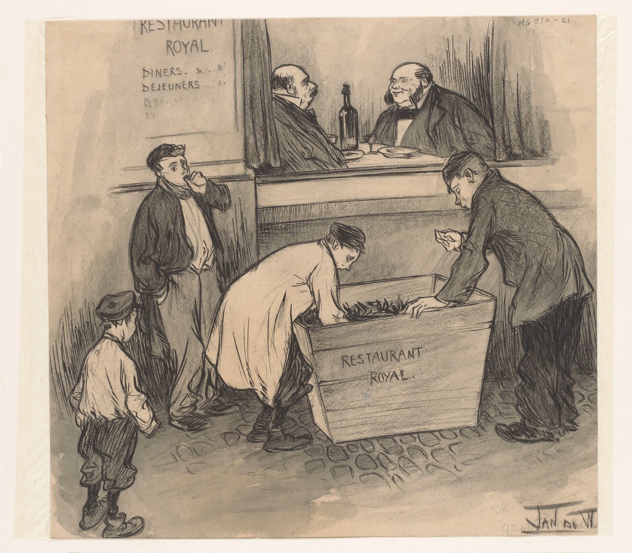 Før Restaurant Royal - Haag, februar 1896 (titel på objekt) af Jan de Waardt (signed by artist)